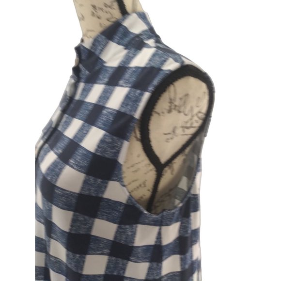 Duffield Lane Checkered cotton spandex sleeveless Large button detail dress US L - Picture 9 of 16